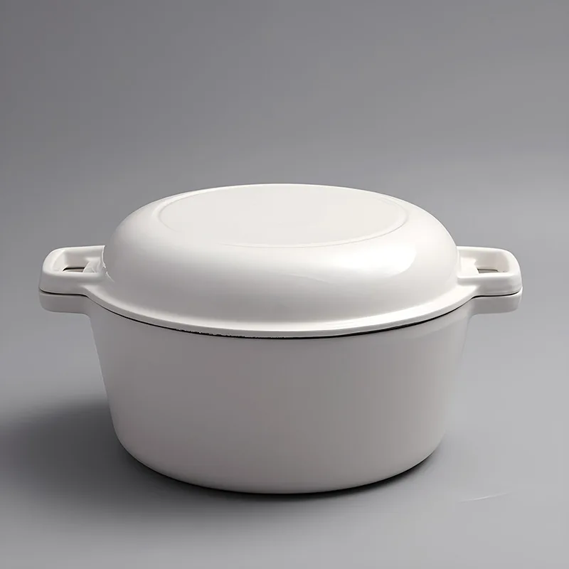 Factory Wholesale 10-inch Cast Iron Dutch Oven White Red Baking Braed pot Non-stick cast iron Dutch oven With Double Ears