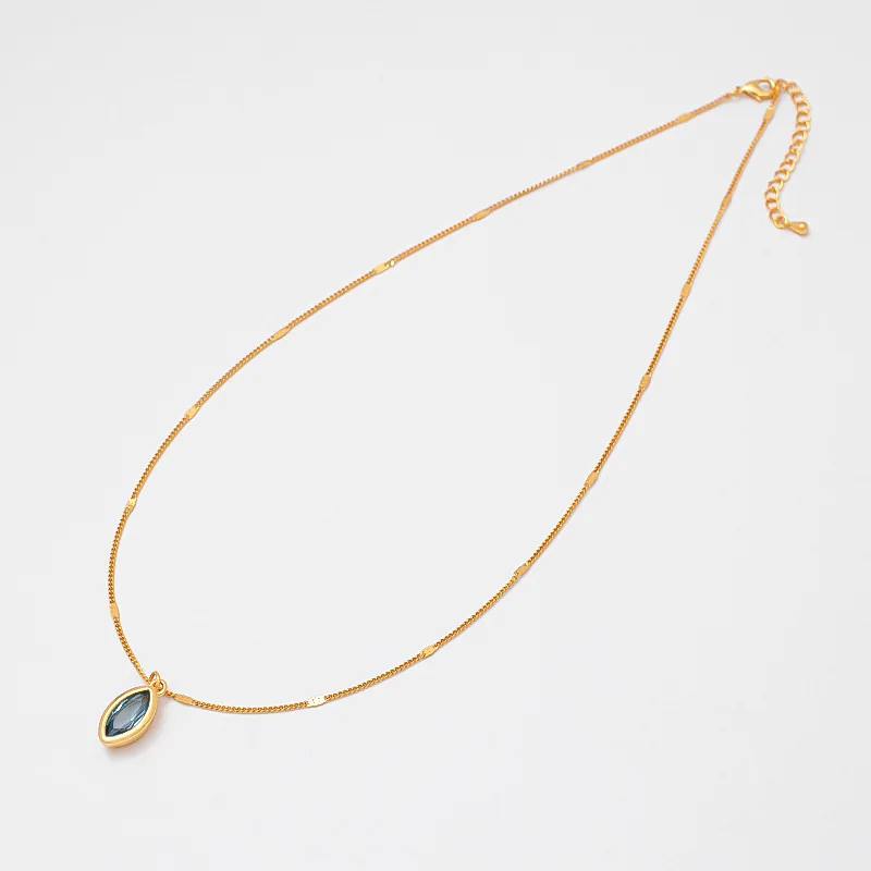 18K gold plated Necklace Women Chocker Stone Pendant necklaces stainless steel chain necklace for women