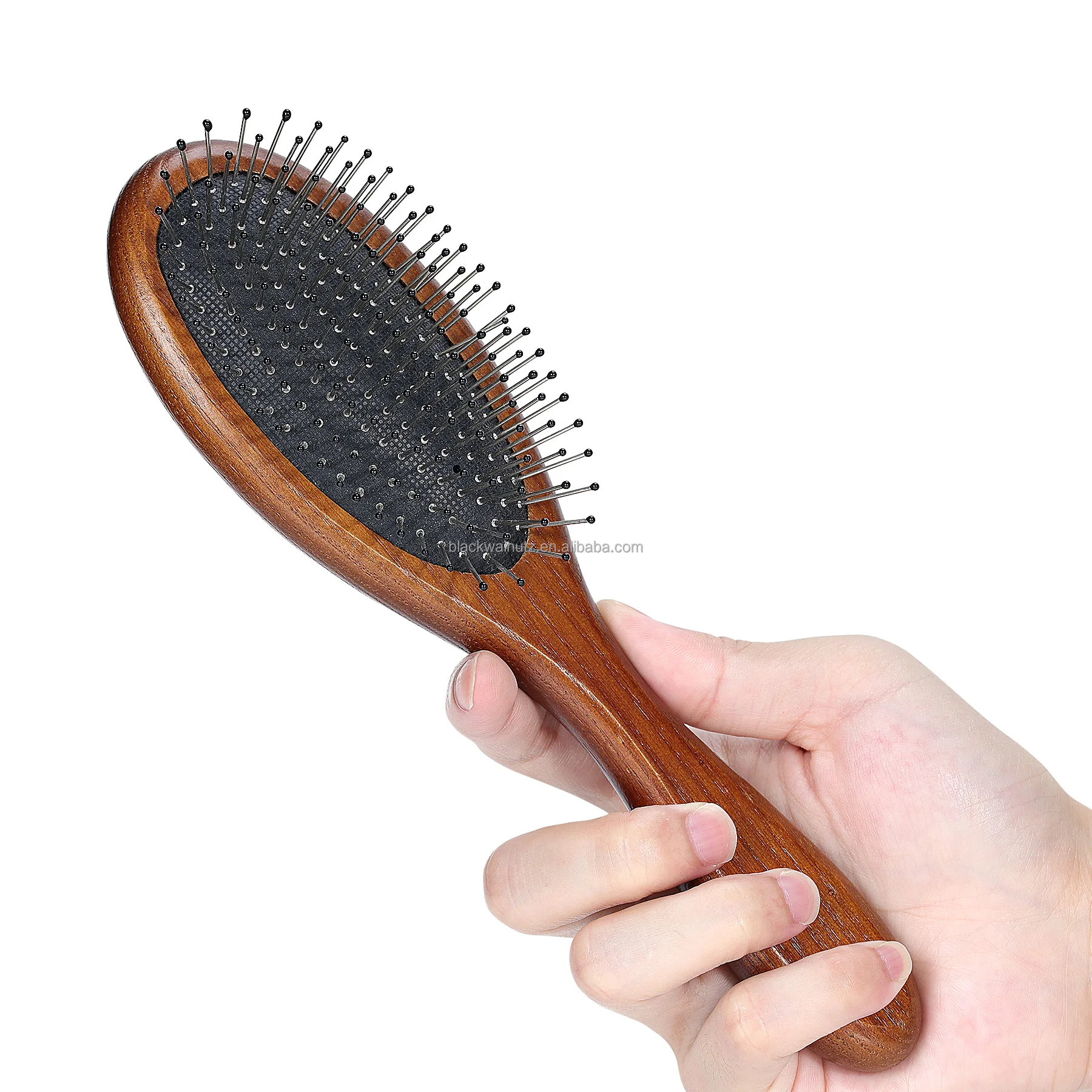 Handle Bamboo beech wood Detangling Hair Brush Boar Bristle stainless ball tip