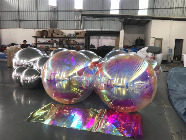 highly reflective supersized hot sale PVC inflatable metallic sealed gold/silver mirror ball sphere for X mas decoration