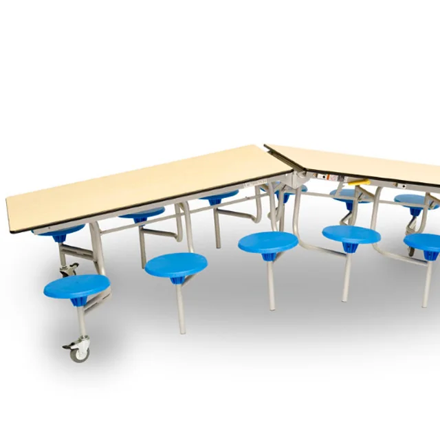 High Quality 8 Person Seat School Dining Table MDF Dining Table Chair Set Conjoined Cafeteria Mobile Table