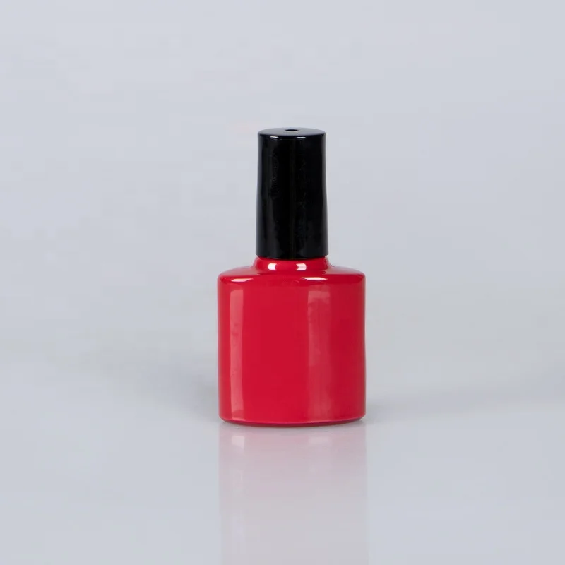 Empty 7ml red custom made nail polish glass bottle luxury with plastic black cap
