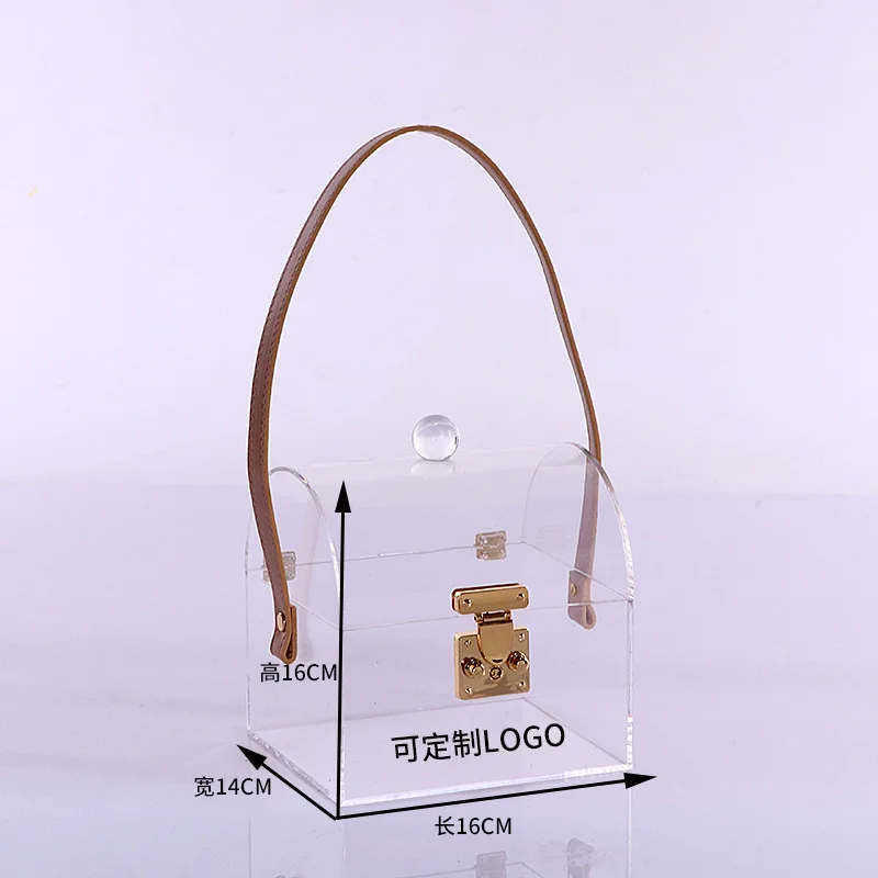 Ready to Ship Acrylic Bag square clear acrylic chain handbag acrylic lipstick handbag wholesale handbag