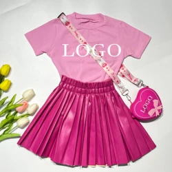 2023 Ready To Ship Kids Girls 3-Pieces Clothing Sets Children Clothing Baby Girls Casual Pink Skirt Set Kids Clothing Wholesale