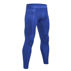 PRO sports running training leggings zip pocket fitness trousers quick-drying stretch compression mens tight pants