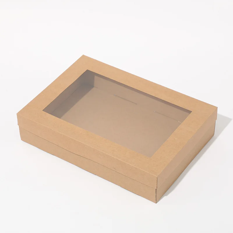Manufacturers wholesale folding kraft paper box with window cake gift packaging carton customization