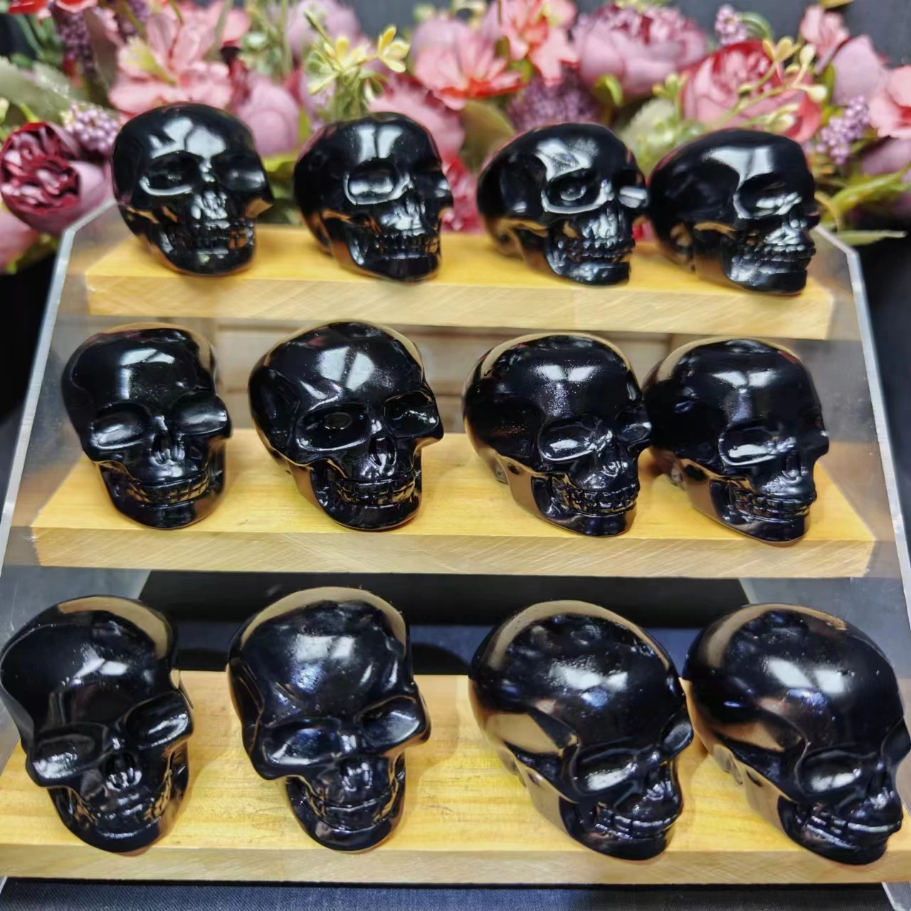 Wholesale Hot Sale Crystal Skulls High Quality Hand-carved Black Obsidian Skulls For Fengshui Decorations