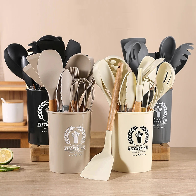 Premium Colorful Silicone Kitchen Utensils Wholesale Kitchen Cooking 11Pcs Silicone Utensils Sets