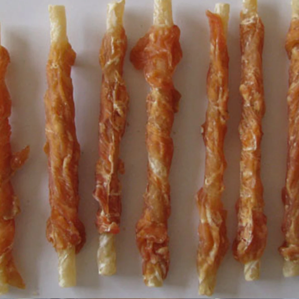 Прессованная Жевательная закуска из сыромятной кожи для дрессировки собак Oem-производство еды домашних животных закуски