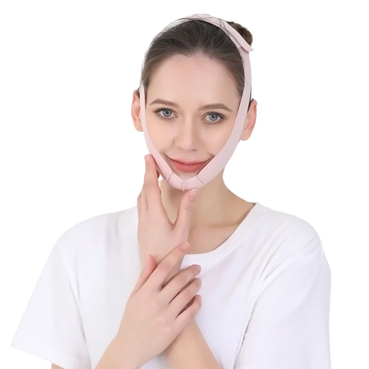 V Shape  breathable pink thin material face slimming face lift bands