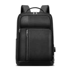 BOPAI men anti theft business 15.6 inch laptop bag usb charging back pack expandable notebook genuine leather backpack
