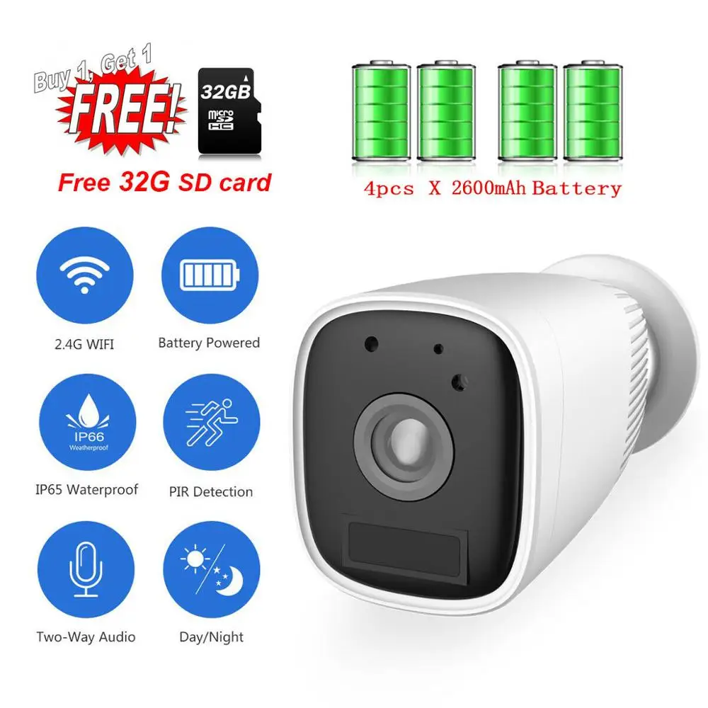 2021 Latest Full Power 2.4G 1080P Outdoor Wifi Battery Camera With LED Night Vision