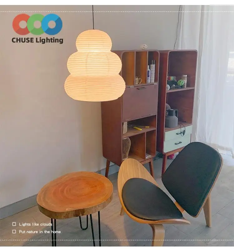 Japan Art Style Rice Paper E27 Warm Led Indoor Lighting Hanging Lamps Decorative for Home