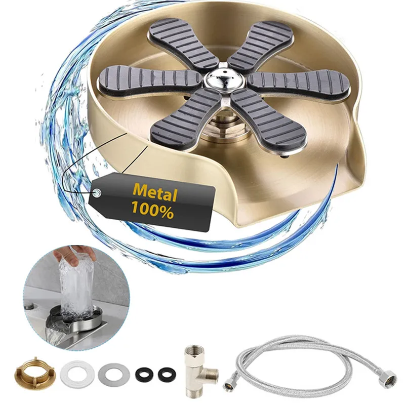 Automatic Glass Cup Washer High Pressure Kitchen Faucet Glass Rinser Stainless Steel Bar Cup Cleaner for Kitchen Sinks Wash Tool