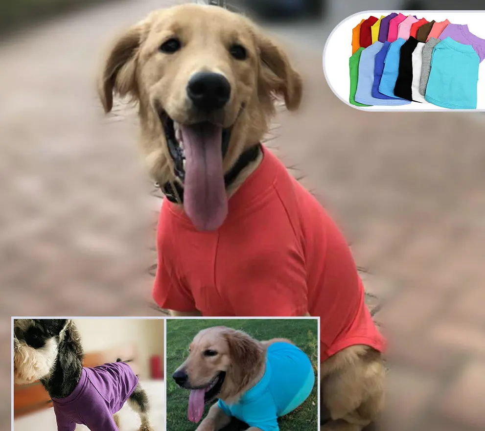 JXANRY Summer Pets T-Shirt 18 Multi-color Dog Cotton Blank Clothes Big Size Dog Comfortable Simple Wearing Hot Sale Pet Supplies