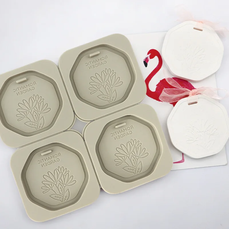 DIY Handmade Octagon Gypsum Silicone Mold Wholesale Wax Sachet Molds 3D Scented Wax Tablets Molds for Soap Candle Crafts Making