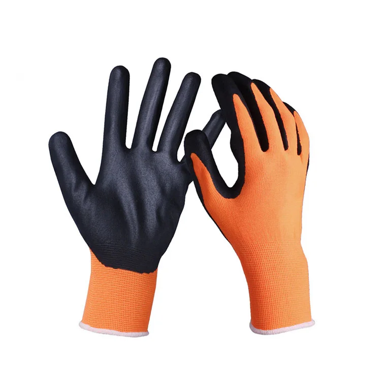 Outdoor Protective Hi Vis Orange HPPE Glass Fiber Steel Knitted PU Coated Cut Resistant Safety Work Gloves