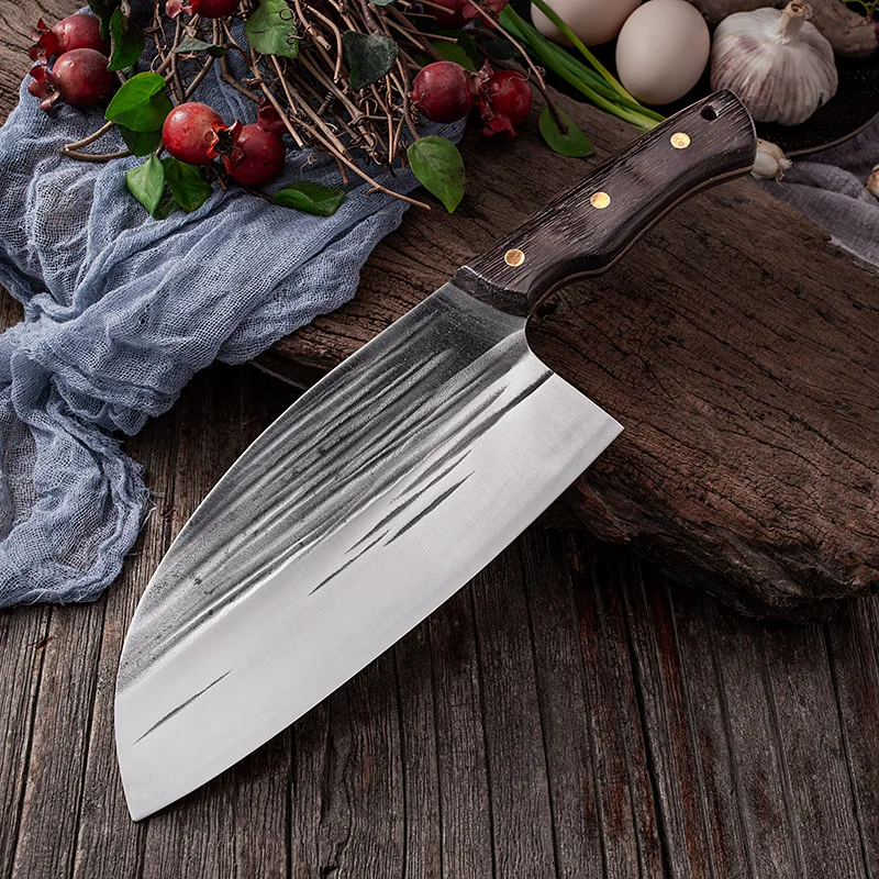 XITUO Sharp high carbon stainless steel slice knife Hand forged full Tang round head kitchen chef knife ergonomic wood handle