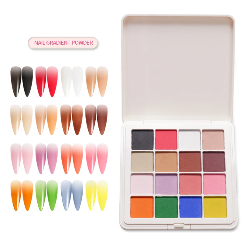 16 Colors gradient Solid Magic Metallic Mirror Powder Set Aurora Laser Gold Silver Effect Nail Art Chrome Pigment Decoration