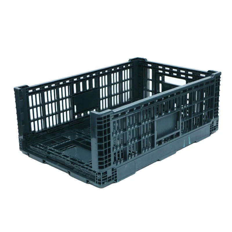 China made CE certificate approved vented cross stacking Foldable plastic transporting crate for fruit and vegetable / milk