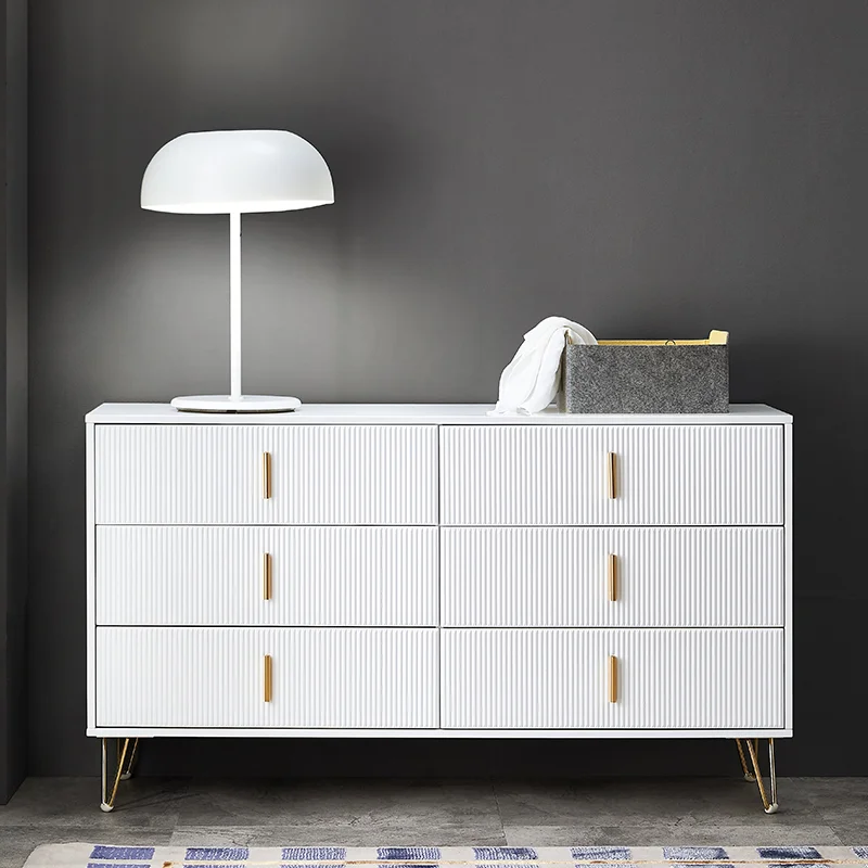 Modern White Bedroom Dresser with  6-Drawer Cabinet  side cabinet for living room