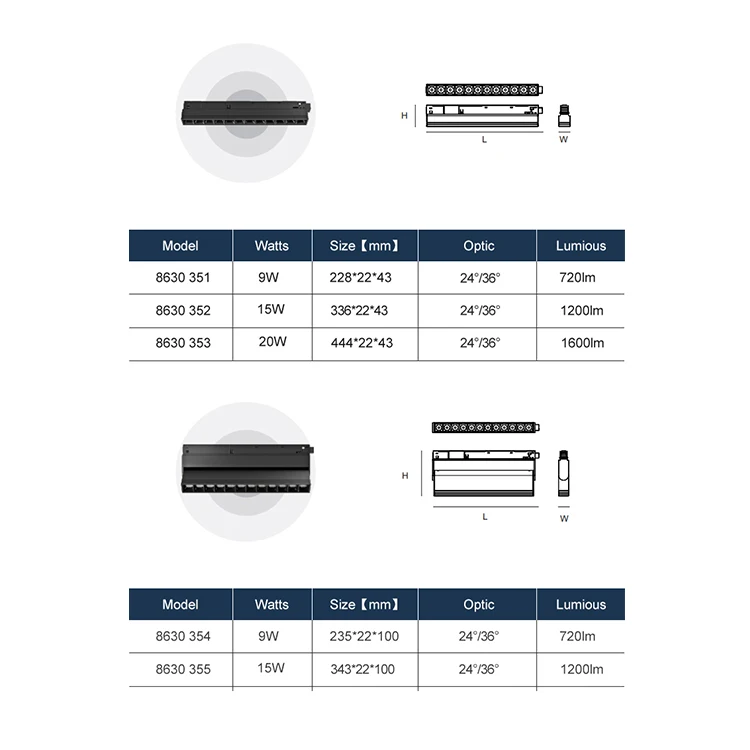 VACE Gallery Aluminum Alloy Linear Spotlights 3Cct Adjustable Magnetic Led Track Lights