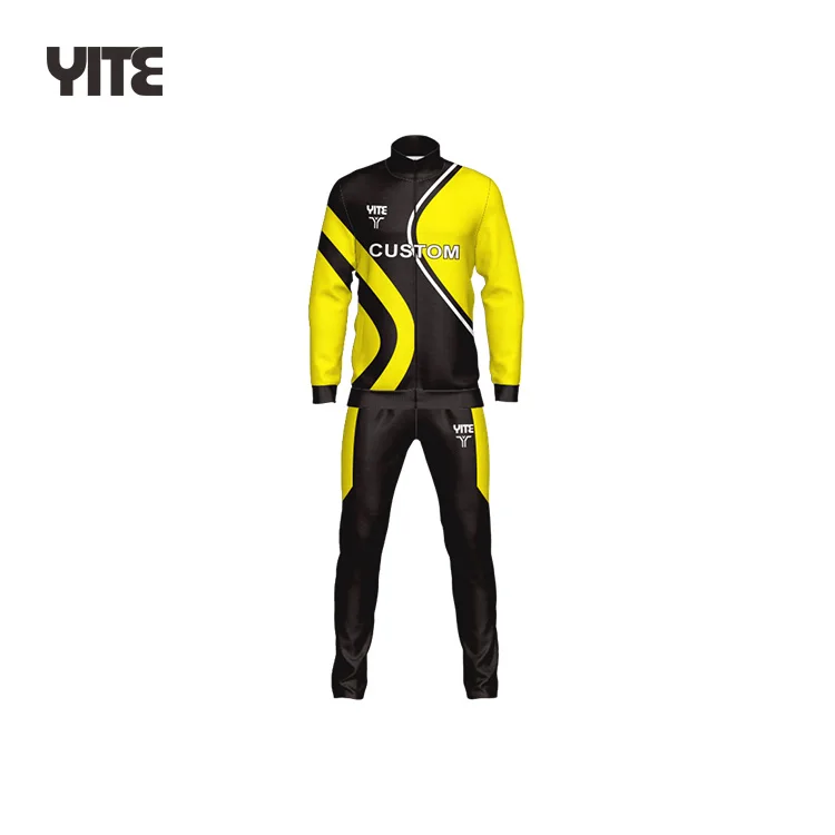 High Quality Cool Fluorescent Yellow Sportswear Jacket Set Tracksuit