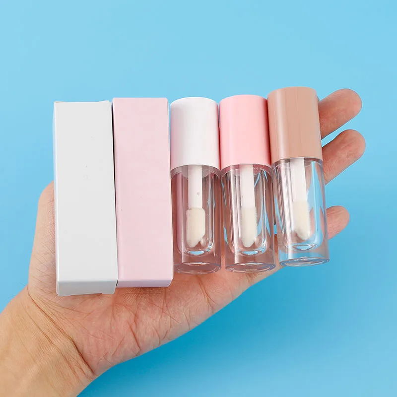 
8ml cute big brush white purple black pink empty custom logo label containers lip gloss tubes 