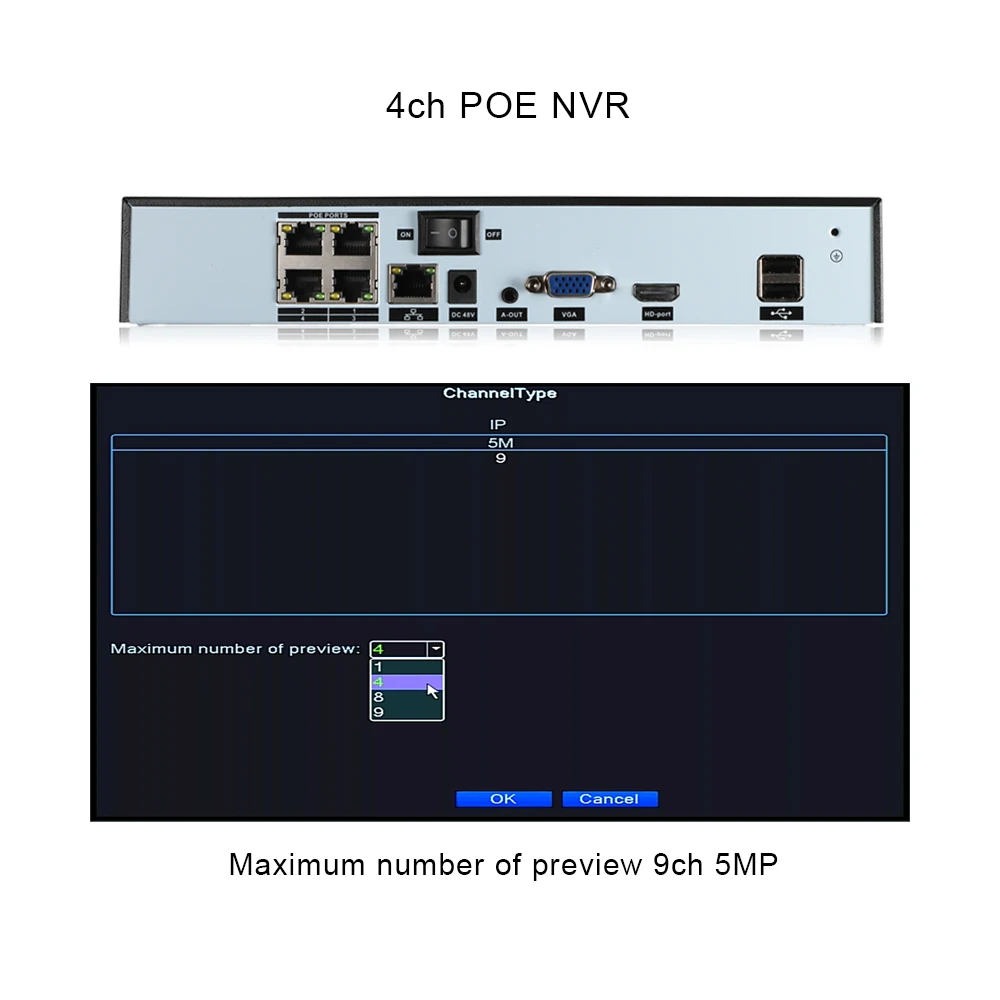  H.265 POE NVR XMEYE облачная сеть видео рекордер с 4-канальный