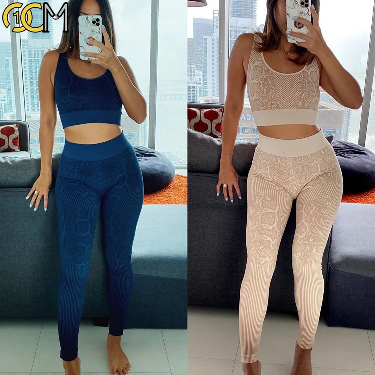 
Women 2 piece legging snake print workout set active gym wear fitness yoga sport suits for women 