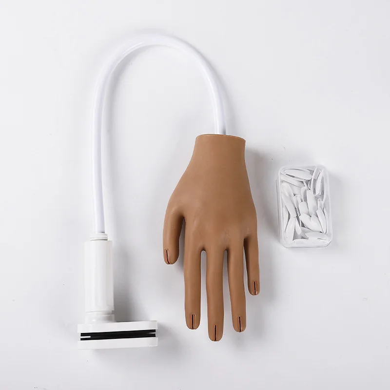 Novice Training Artificial Prosthetic Hand Manicure Tools Silicone False Nail Practice Hand Rest For Nails Art Salon