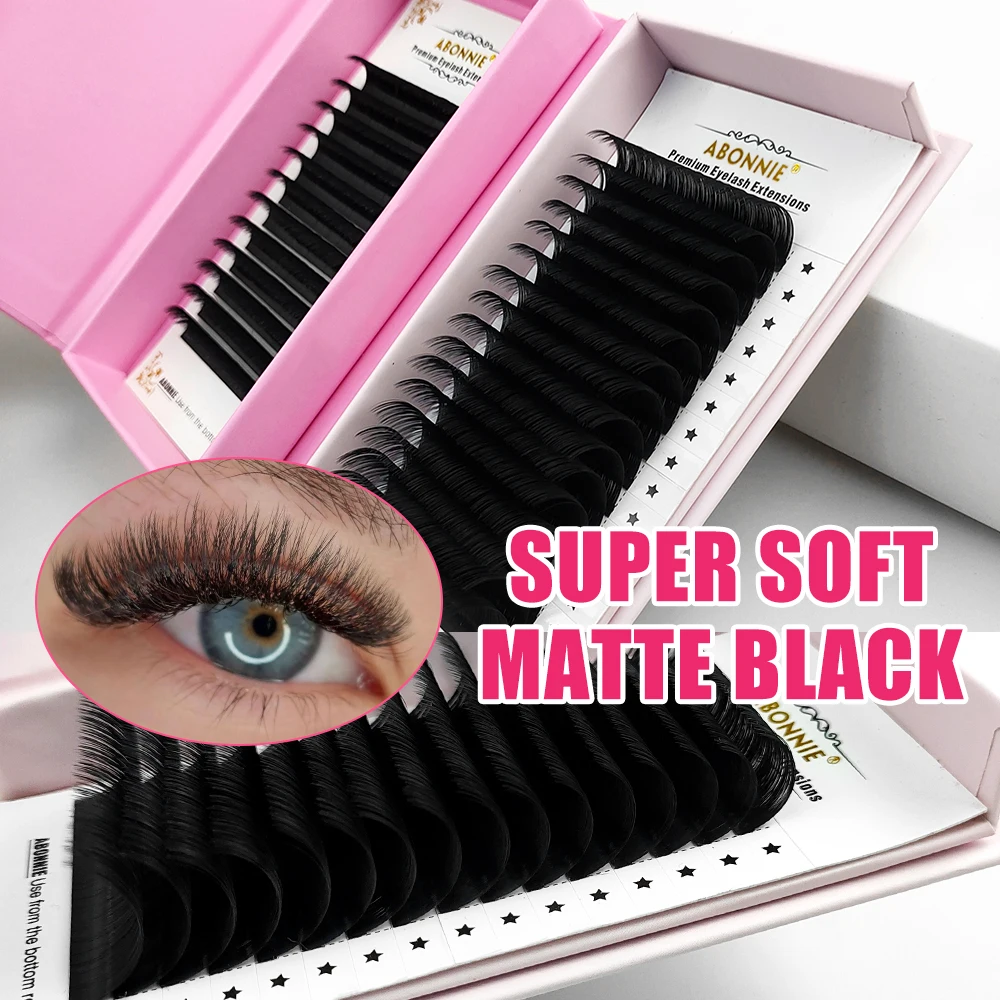 Wholesale cashmere individual lash extensions matte dark black volume 0.2 0.03 0.05 diameter lash extensions cashmere lash trays