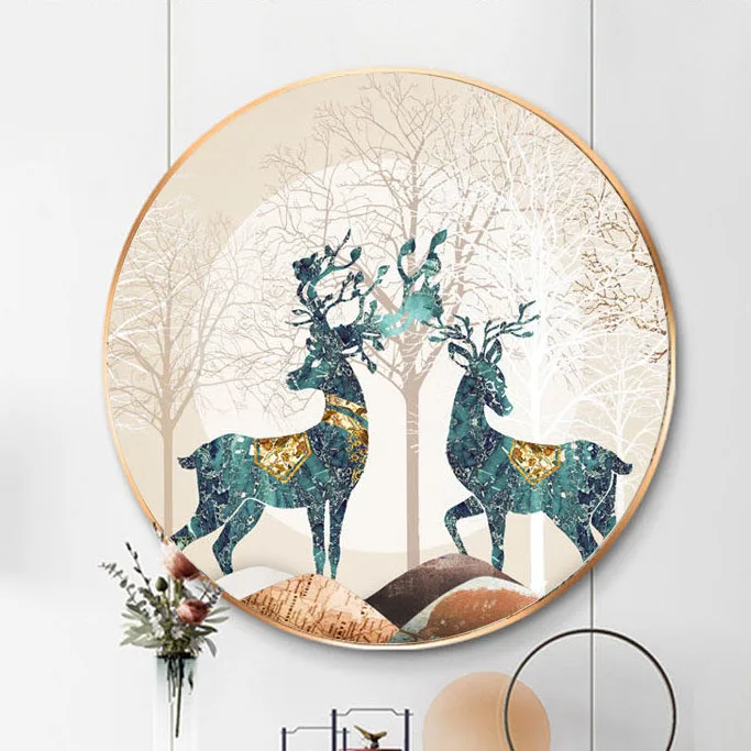 Factory supply light luxury elephant horse artwork crystal porcelain decor painting for home hotel