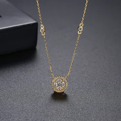 LUOTEEMI Trendy Dainty Chains Necklace Cubic Zircon Womens Necklaces 202118K Gold Plated Charm Pendant