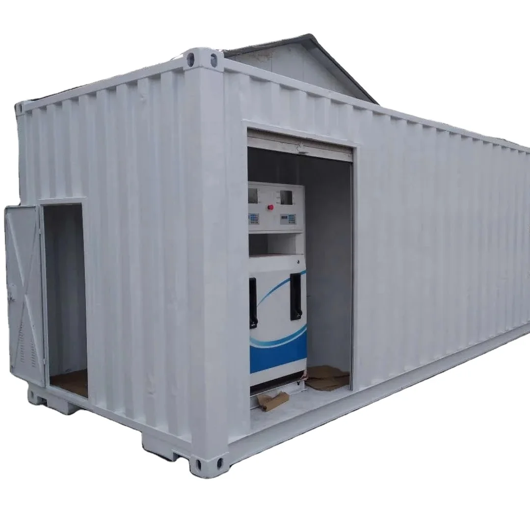 Customized 20FT 40FT Mini gas station petrol mobile container tank fuel dispenser filling container station