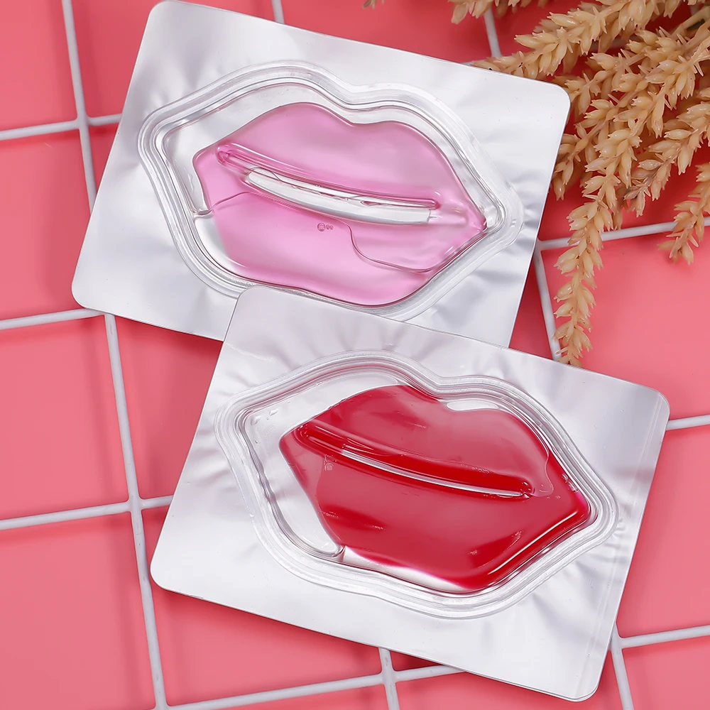 Custom Logo Lip Mask Sheet Crystal Collagen Private Label Pink Lip Shaped Mask Sheets Moisturizing Peeling Lip Sleeping Mask