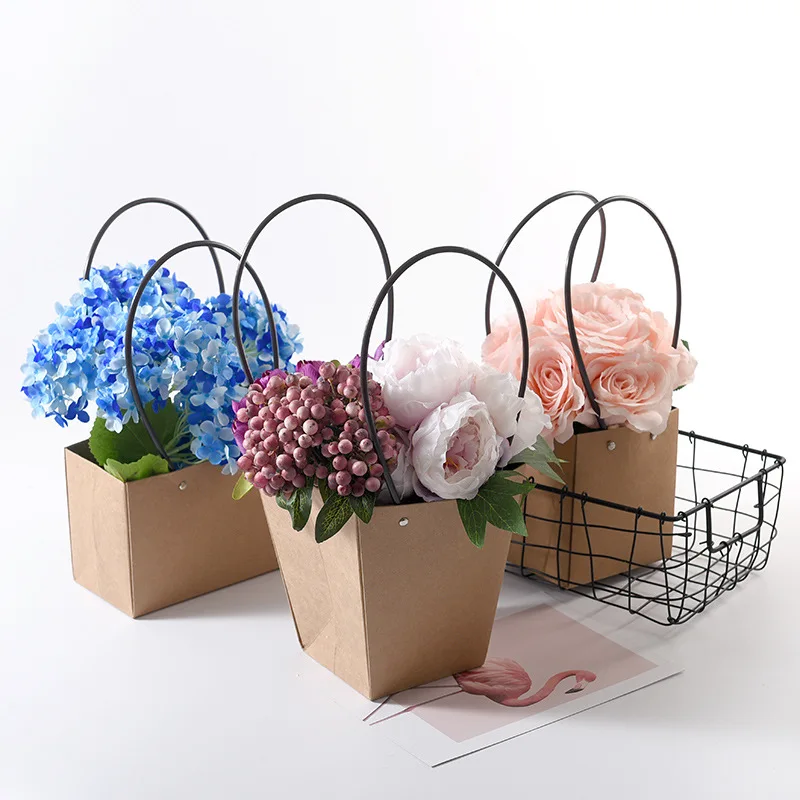 Водонепроницаемые коробки для цветов букетов подарочный пакет из крафт-бумаги с ручкой суккулентов растений выращивания
