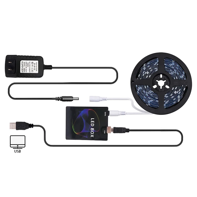 RGBIC LED Strip Led Strip RGB DC5V Magic Lights with the Computer Screen Changes Synchronously Decoration For Interior Room Ambibox TV Backlight