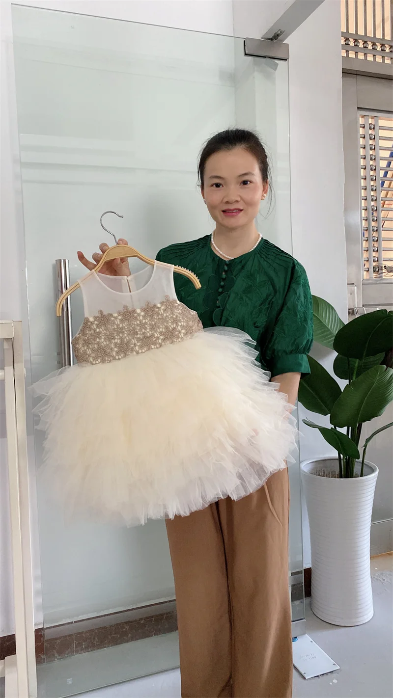 New baby dress children frocks designs kids flower party dresses pink front short back long kids dress girls wedding wear