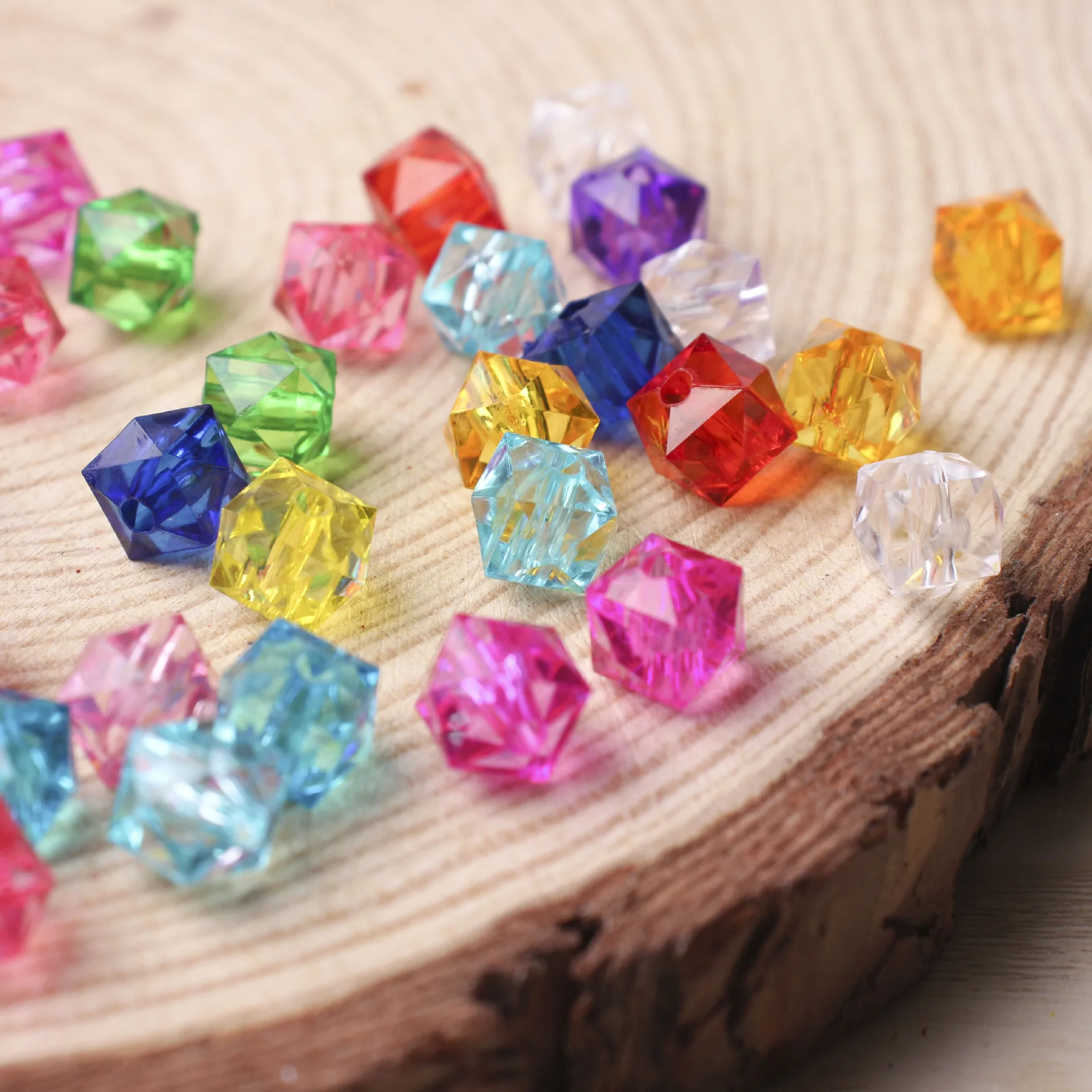 6/8/10/12mm Square Plastic Acrylic Spacer Beads for DIY Jewelry Making Accessories Faceted Transparent Beads