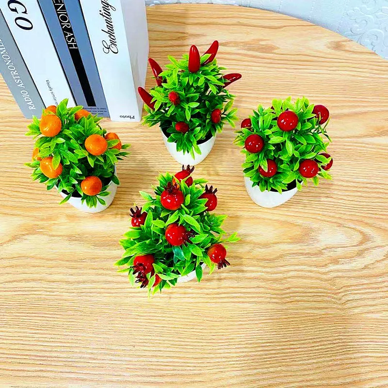 Simulated Fruit Potted Artificial Flower Potted Artificial Flower Foam Fruit Pomegranate Simulated Pepper Wholesale