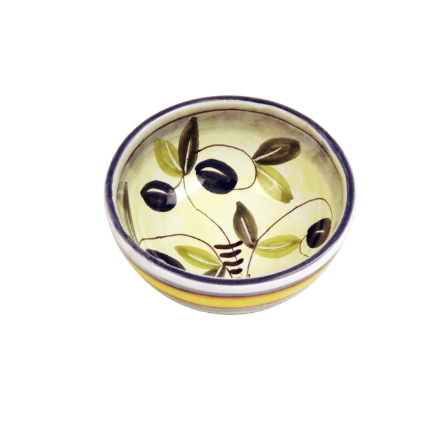 10CM / 4IN CERAMIC ROUND BOWL WITH OLIVES DESIGN HANDMADE IN ITALY