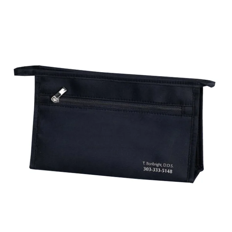 compact satin and nylon amenity bag