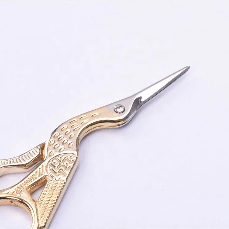 Golden plated small bird shape embroidery scissors