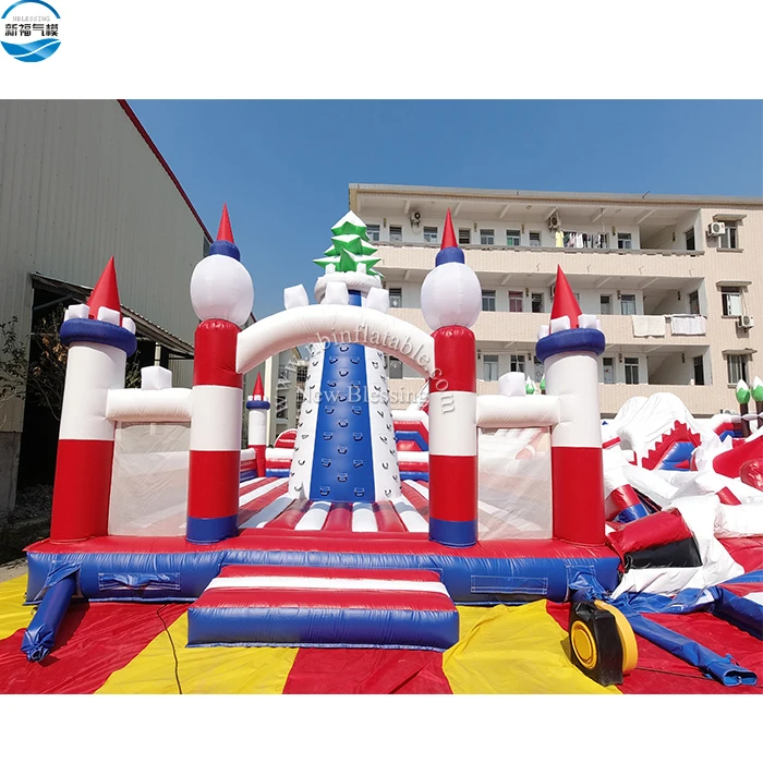 indoor inflatable Christmas Santa Claus theme park, outdoor inflatable amusement park equipment, inflatable game park for sale