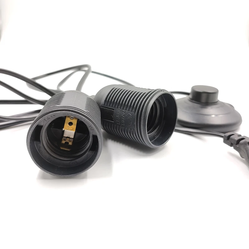 Hagood EU plug+2PCS E27 full tooth lamp head Double ring  Power Cord Holder Adapter Converter For Bulb Lamp CE 317 Half Tooth