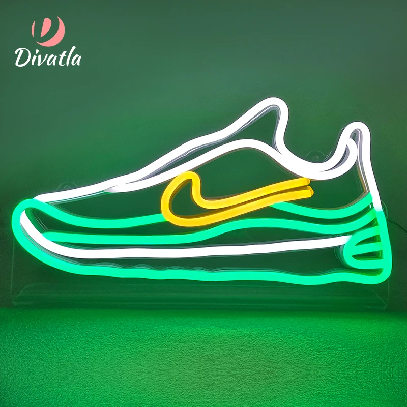 Hot Sale Sneakers Shape Neon Light Festival Creative Gift 12V Advertising Decoration Light For Shop Bedroom Neon Sign Custom