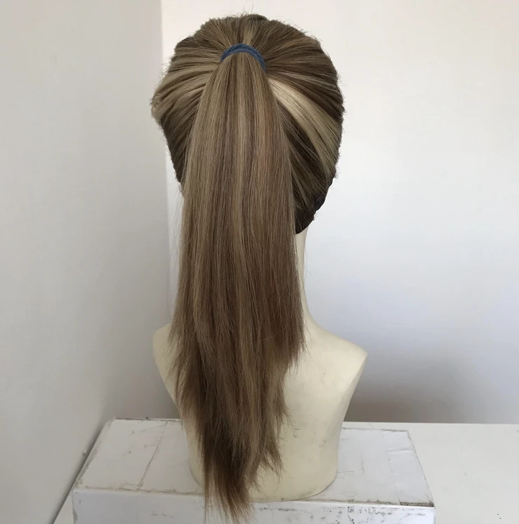 China Factory Brazilian Unprocessed Virgin Hair Double Drawn Natural Brown Jewish Headband Kosher Bandit Band Fall Wigs