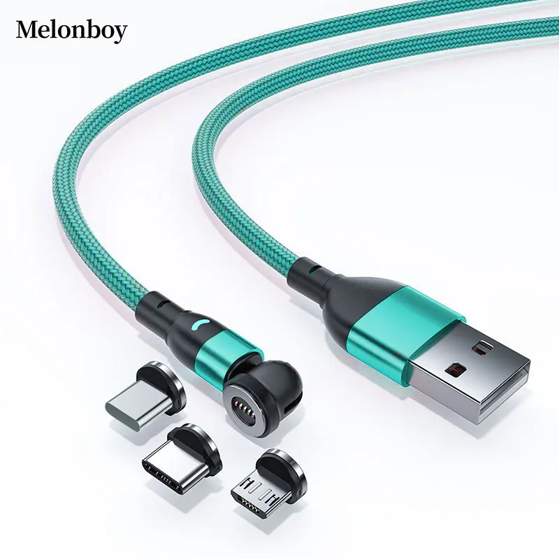 Free Samples Magnetic Charging USB C Cable Adapter  3in1 Type C Mobile Phone Charger Line 360 degree rotate
