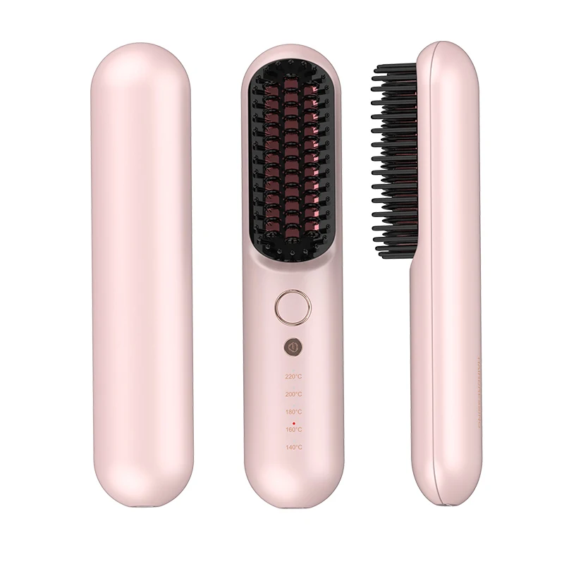 Rechargeable Portable Negative Ion Heating Mini Mens Women Hair Straightener Hot Comb Beard Straightening Hair Brush